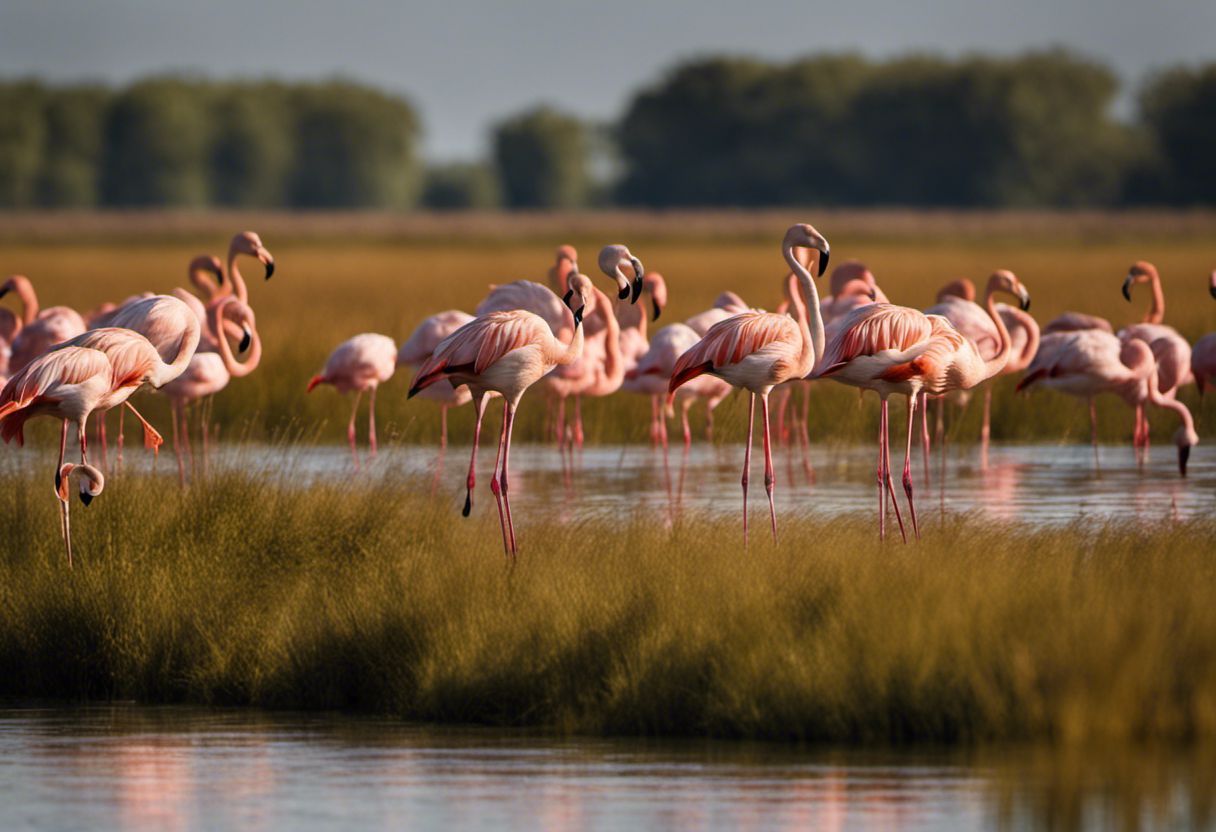 Paysage sauvage de France : flamants roses